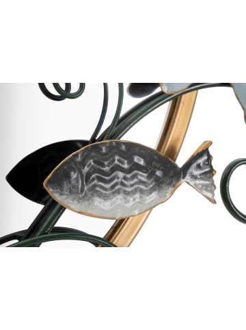 Mauro Ferretti Wandspiegel mit mehrfarbigen Metallfischen, 88,9 x 7,6 x 65,4 cm