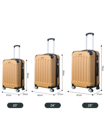 Cheffinger Reisekoffer Koffer 3 tlg Hartschale Trolley Set in Gold