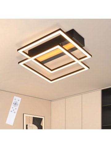 ZMH Deckenleuchte LED RGB in schwarz 2-flammige eckig dimmbar Wohnzimmerlampe