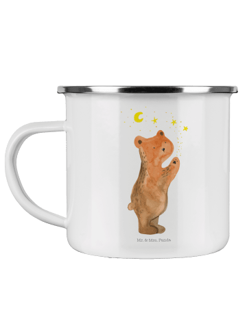 Mr. & Mrs. Panda Camping Emaille Tasse Verliebter Bär ohne Spruch in Weiß