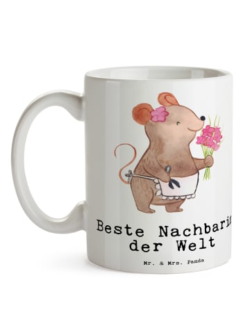 Mr. & Mrs. Panda Mug Maus Beste Nachbarin der Welt mit Spruch in Weiß