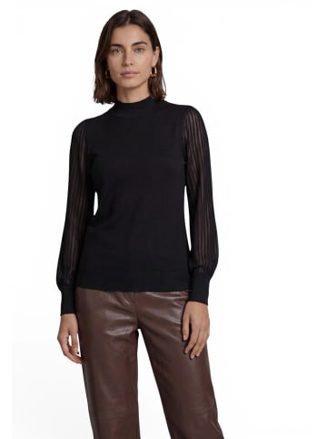 Zero  Feinstrickpullover mit Spitzenärmeln in Black Beauty