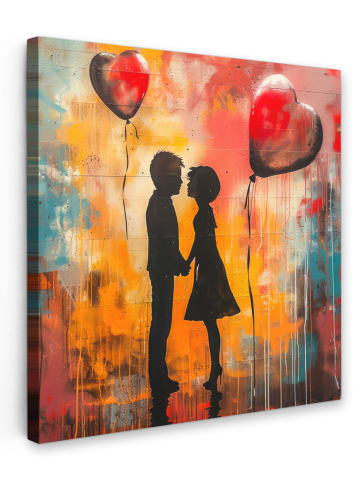 MuchoWow Leinwand Bilder Silhouette Liebe