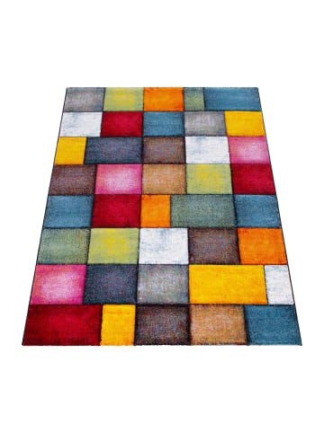 KADIMA DESIGN Teppich Kurzflor Karos Wohnzimmer schmutzabweisend in Mehrfarbig