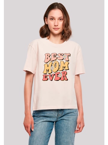 F4NT4STIC Ladies Everyday Tee Mothers Day Best Mom Ever Retro Typography Floral Accent in pink