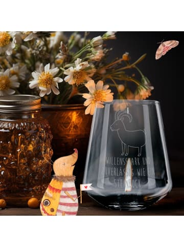 Mr. & Mrs. Panda Gravur Teelicht Sternzeichen Steinbock mit Spruch in Transparent