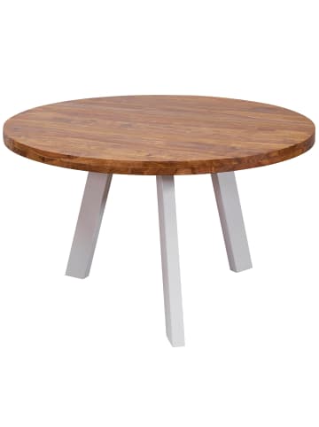 KADIMA DESIGN Esstisch | Sheesham, ø130cm, Weiße Beine