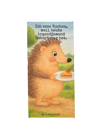 Mr. & Mrs. Panda Badehandtuch Igel Kuchenstück Design mit Spruch in Gelb Pastell