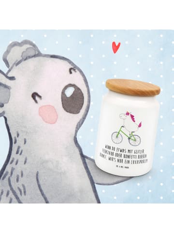 Mr. & Mrs. Panda Vorratsdose Einhorn Radfahrer mit Spruch in Weiß