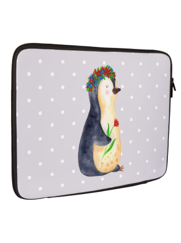 Mr. & Mrs. Panda Notebook Tasche Pinguin Blumen ohne Spruch in Grau Pastell