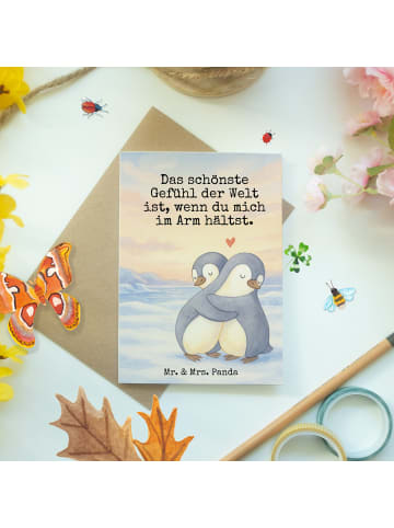 Mr. & Mrs. Panda Klappkarte Pinguine Kuscheln Design mit Spruch in Weiß