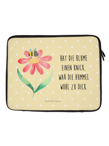 Mr. & Mrs. Panda Laptop Tasche Hummel Blume mit Spruch in Gelb Pastell