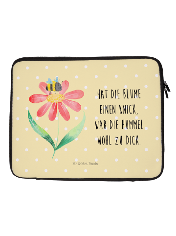 Mr. & Mrs. Panda Notebook Tasche Hummel Blume mit Spruch in Gelb Pastell