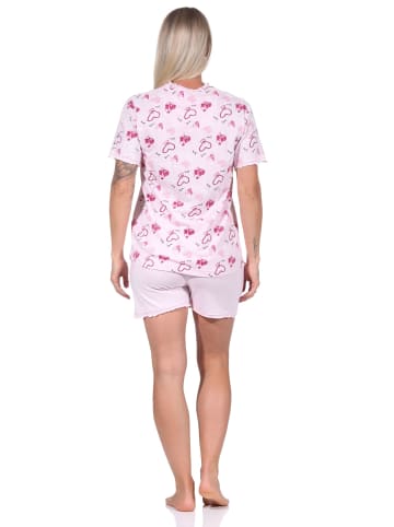 NORMANN kurzarm Shorty Schlafanzug Herz - 72871 in rosa