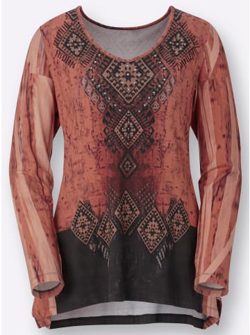 WITT WEIDEN Shirt in schwarz-rost-gemustert