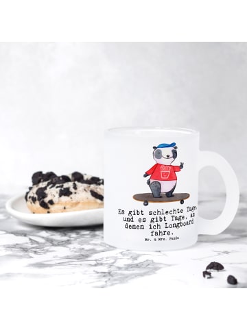 Mr. & Mrs. Panda Teetasse Panda Longboard fahren mit Spruch in Transparent