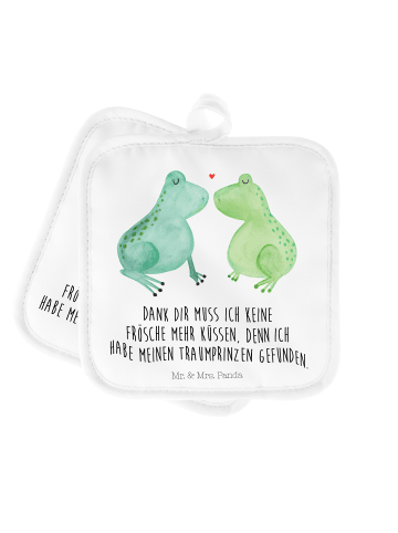 Mr. & Mrs. Panda 2er Set Topflappen  Frosch Liebe mit Spruch in Weiß