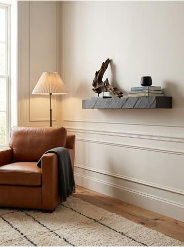 KADIMA DESIGN Wandregal 90x10x20 cm Mango Massivholz / Steinoptik Hängeregal Modern