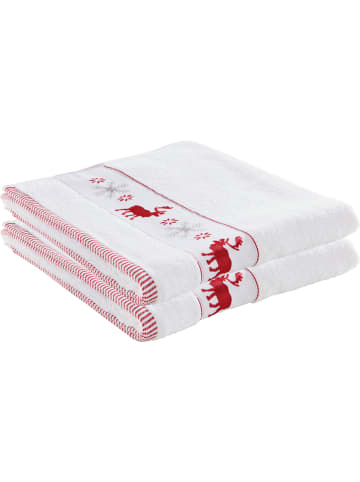 Erwin Müller Frottier Handtuch 2er-Pack in weiß/rot