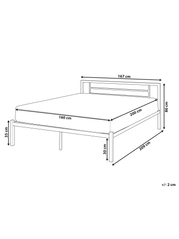 Beliani Doppelbett CUSSET in Weiß - (W) 167 x (H) 86 x (L) 209 cm