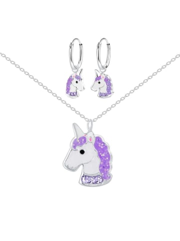 Alexander York Kinder-Schmuckset EINHORN MIT CHARM-OHRRINGEN in 925 Sterling Silber, 4-tlg.