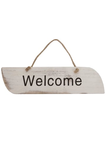 MCW Wandschild Welcome im Shabby-Look, Weiß