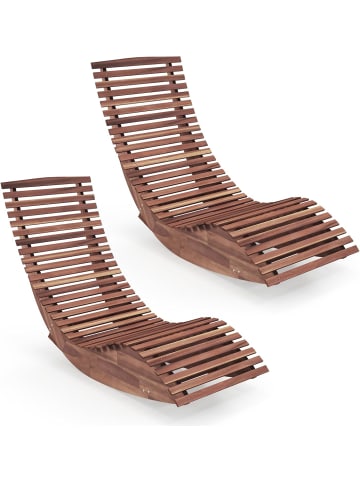 COSTWAY 2er Set Sonnenliege ergonomisch in Hellbraun