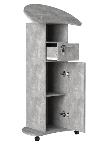 VCM  Holz Stehpult Rednerpult Stehtisch Rollen Redola T in Beton-Grau