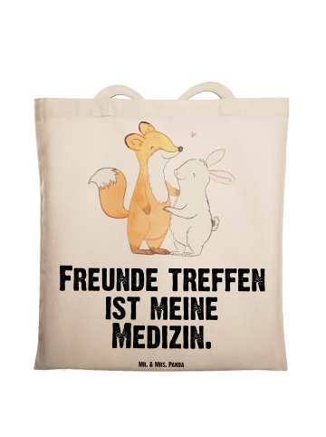 Mr. & Mrs. Panda Tragetasche Fuchs Hase Freunde treffen mit Spruch in Creme