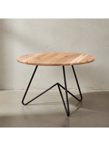 KADIMA DESIGN Couchtisch | Akazie/Metall, Rund, Industrial, Massiv