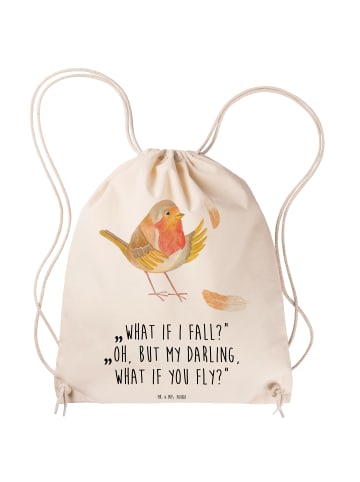 Mr. & Mrs. Panda Jutebeutel Rotkehlchen Federn mit Spruch in Creme