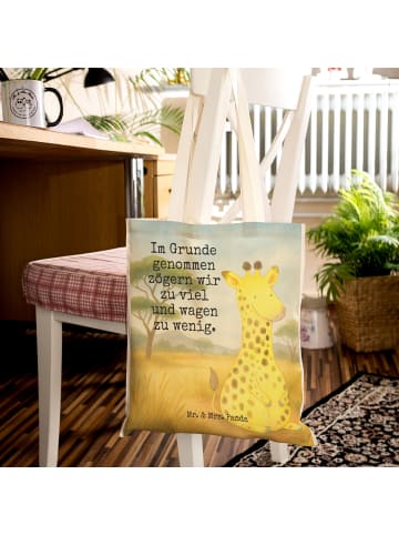 Mr. & Mrs. Panda shopping bag Giraffe Zufrieden Design mit Spruch in Weiß