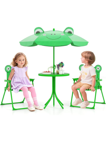 COSTWAY 4 tlg. Sitzgruppe mit Sonnenschirm Kinder Outdoor in Grün