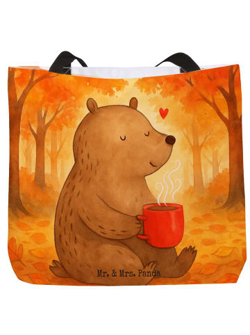 Mr. & Mrs. Panda Tote Bag Bär Morgenkaffee Design ohne Spruch in Weiß