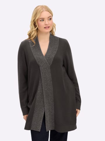 sheego Longpullover in graphit-grau-meliert