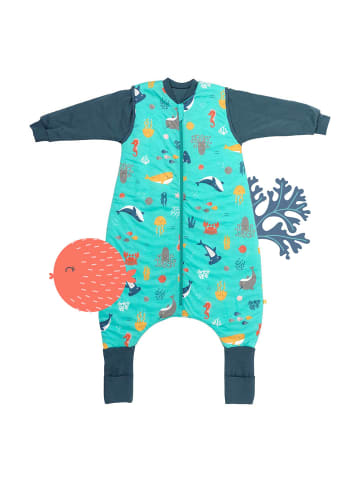 Schlummersack Schlafsack mit Füßen, umklappbaren Bündchen und Ärmeln, 1.0 TOG in Hellblau