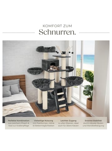 tectake Katzenbaum Gismo 195 cm Diverse Farben  (Grau/Weiß)
