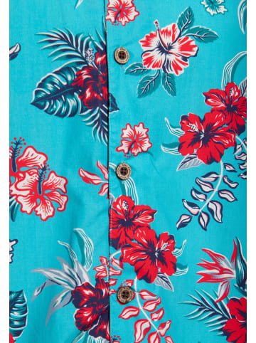 King Kerosin King Kerosin Hawaiihemd Hibiscus in blau