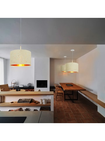 ZMH Pendelleuchte 1-flammige E27 in Weiß mit Stofflampenschirm Sternenhimmel-Design