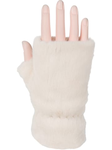 styleBREAKER Fingerlose Handschuhe mit Teddyfell in Creme-Beige