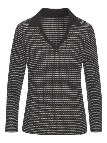 Vivance Langarm-Poloshirt in schwarz-creme