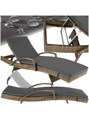 tectake Rattan Sonnenliege, bodenschonend, 190 x 71 x 34 – 74,5 cm