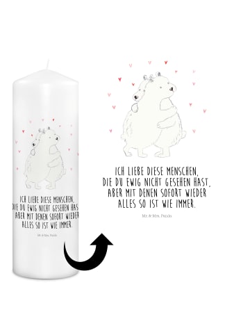 Mr. & Mrs. Panda Kerze Mit Spruch Eisbär Umarmen mit Spruch in Weiß