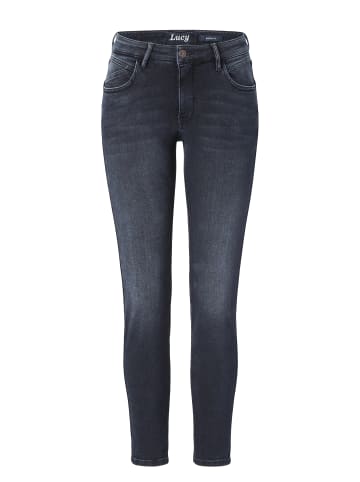 Paddock's 5-Pocket Jeans LUCY in blue black with handwork and 3D pleats