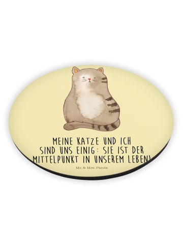 Mr. & Mrs. Panda Magnet für Kühlschrank Katze Sitzen mit Spruch in Gelb Pastell