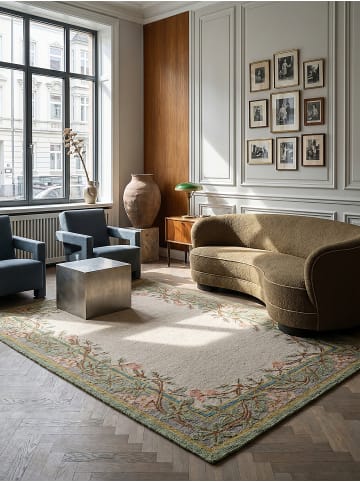 KADIMA DESIGN Wollteppich Kurzflor SOAR Floral Handgetuftet Naturfaser Wohnzimmer in Multi