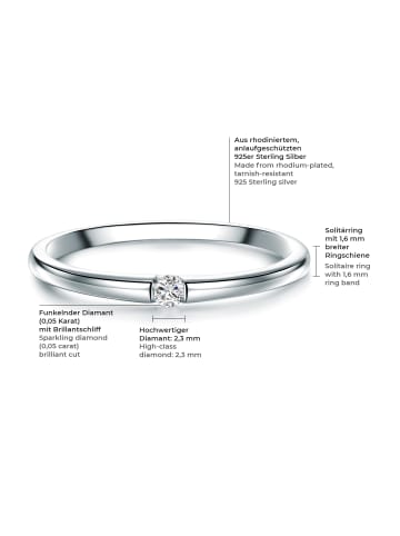 Trilani Ring aus Sterling Silber mit Diamant in silber
