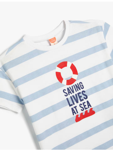 KOTON T-shirt in Ekru Gestreift