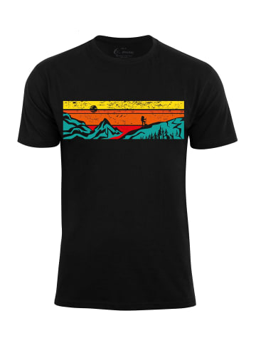 Cotton Prime® T-Shirt mit Bergen Lets Hiking in schwarz
