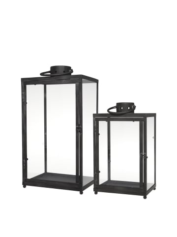 Chic Antique Laterne 2er Set aus Metall in schwarz
